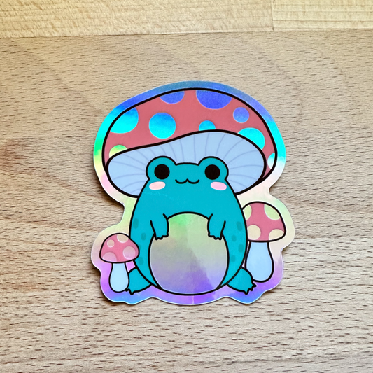 Froggy & Mushroom Holographic Waterproof Sticker