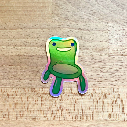 Froggy Chair Holographic Sticker - Waterproof, Scratch Resistant, Kawaii Sticker